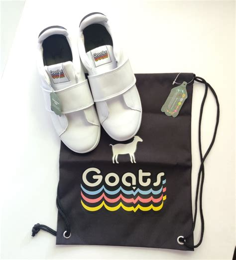 Goats Sneakers Platform Smooth White Leather Slip On Hook Loop Fastener