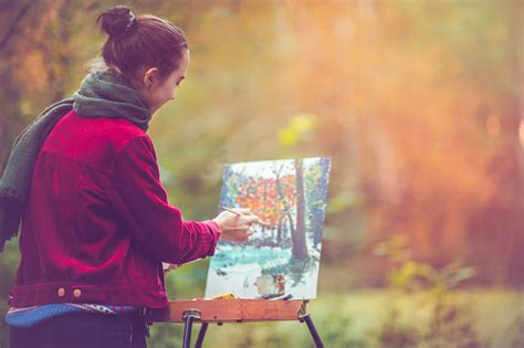 Female Artist Painting Outdoors Stock Photo Download Image Now Istock