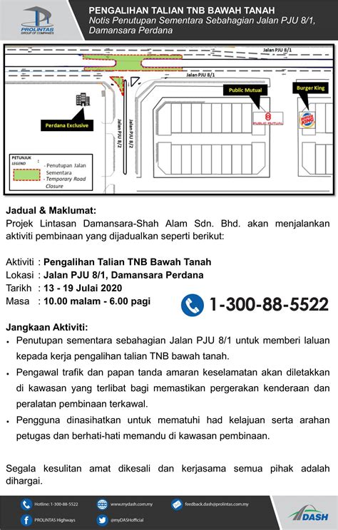Segala kesulitan yang berlaku amat dikesali dan segala jasa baik pihak tuan didahulukan dengan ucapan terima kasih. PENGALIHAN TALIAN TNB BAWAH TANAH: Notis Penutupan ...