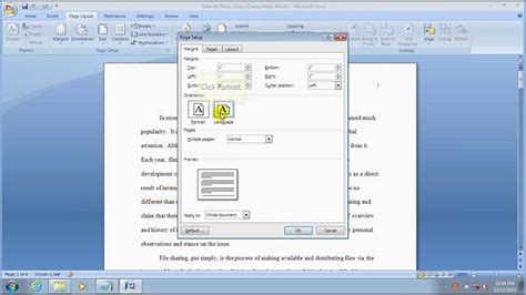 How To Set Page Setup In Ms Word 2007 Youtube