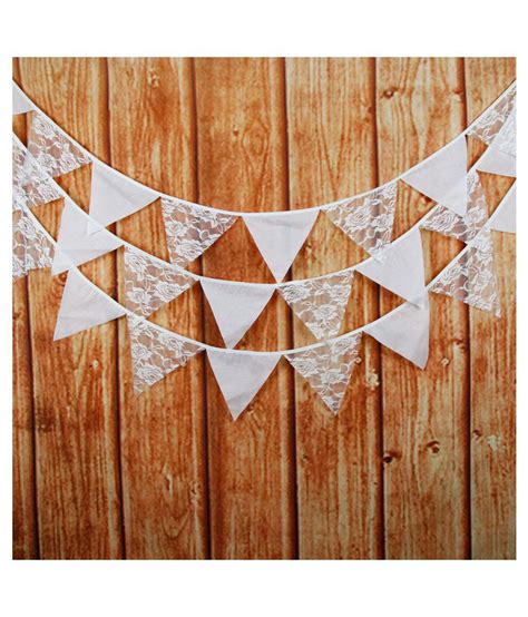 12 Flags White Lace Cotton Flag Banner Pennant Weddingbirthday Party