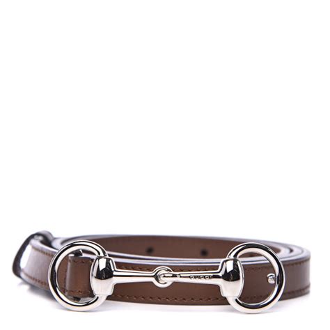 Gucci Calfskin Horsebit Skinny Belt 90 36 Brown 515884