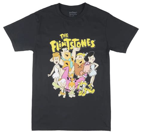 The Flintstones Distressed Short Sleeve T Shirt Fred Wilma Retro Tee