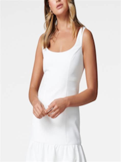 Buy Forever New Women White Solid Drop Waist Dress Dresses For Women