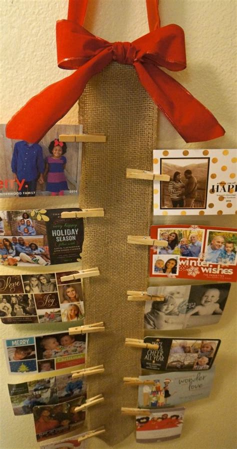 You might have some cards. How To Display Holiday Cards - DIY Burlap Wall Christmas Card Holder