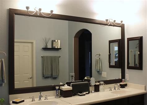 How we framed our large bathroom mirror with no glue | diy power couple. 20 Inspirations Large Framed Bathroom Wall Mirrors ...