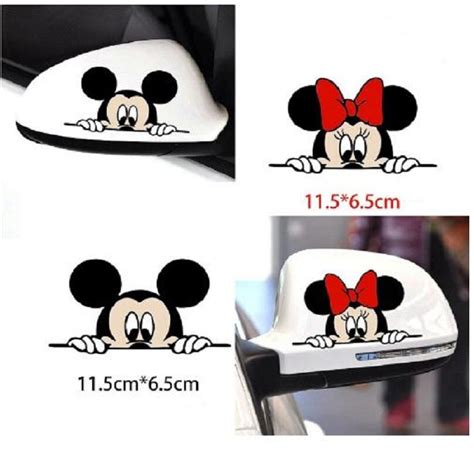 Funny Car Sticker Cute Mickey Mouse Peeping Cover Scratches Cartoon