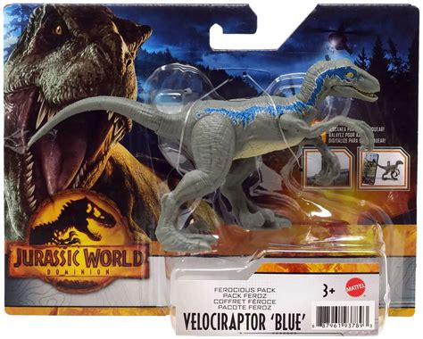 Jurassic World Dominion Ferocious Pack Velociraptor Blue Action Figure Mattel Toywiz