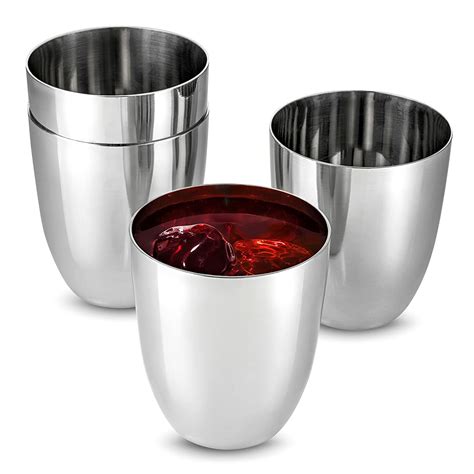 Finedine Unbreakable Stainless Steel Drinking Glasses Mirror Polished