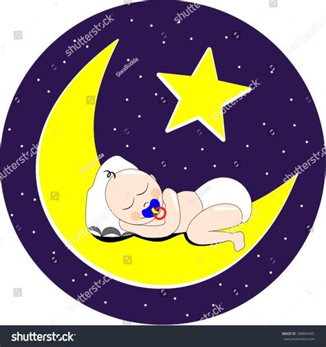 Baby Sleeping On Moon Stock Vector Royalty Free 188844491 Shutterstock