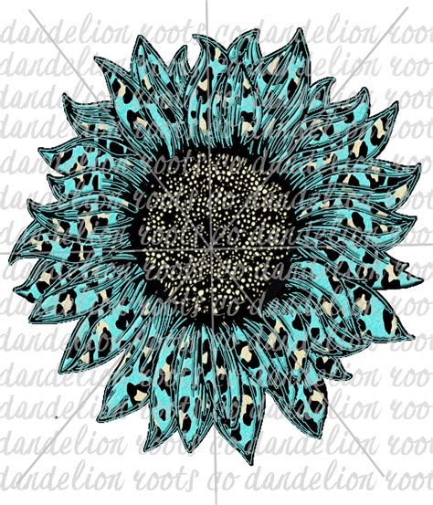 Teal Sunflower Png Digital Sublimation Vinyl Design Download Etsy