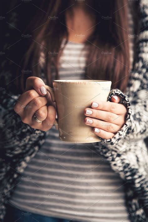 Girls Hands Holding A Cup Of Coffee By Os On Creativemarket Morning Coffee Photography Coffee