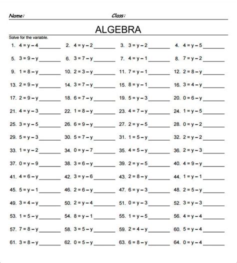 13 7th Grade Algebra Worksheet Templates Free Word And Pdf Documents