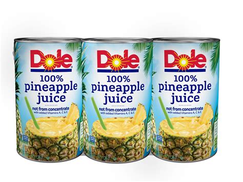 Dole 100 Pineapple Juice Canned Pineapple Juice 46 Oz 3 Pack