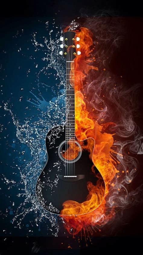 Guitarra De Fuego Y Agua Fondo De Pantalla Ringtina