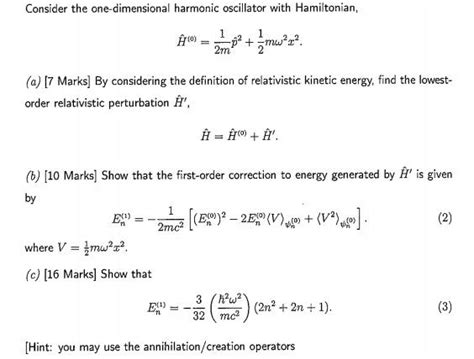 Solved Consider The One Dimensional Harmonic Oscillator With Chegg Com