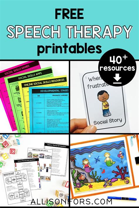 Over 40 Free Speech Therapy Activities And Printables Various