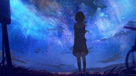 Anime Girl With A Beautiful Star Live Wallpaper Moewalls The Best
