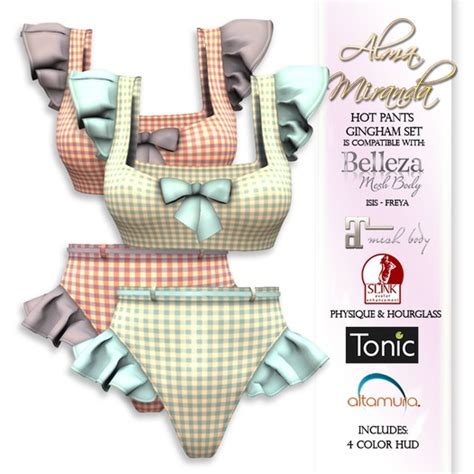 Second Life Marketplace Almamiranda Hotpants Gingham Bikini Set