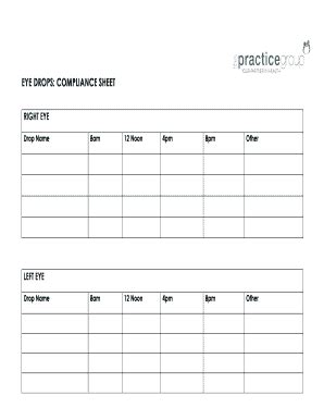 fillable online eye drops compliance sheet fax email