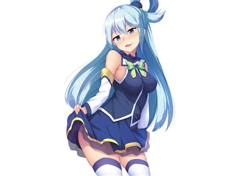 Aliasing Aqua Konosuba Blue Eyes Blue Hair Blush Kono Subarashii