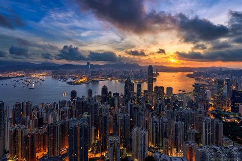 Hong Kong Sunlight Sky City Lights Clouds City Cityscape Sunset Hd Wallpaper Rare Gallery