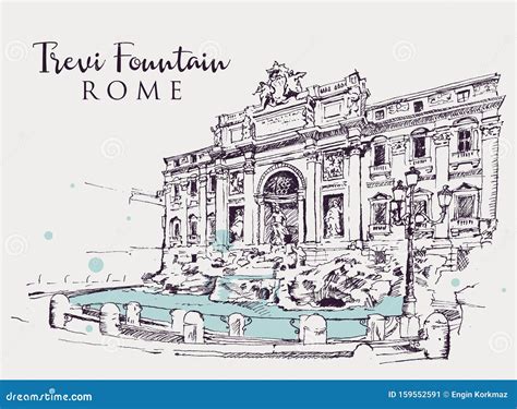 Dibujo Ilustrativo De La Fontana Di Trevi En Roma Ilustraci N Del