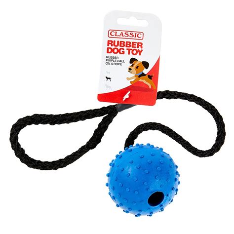 Blue Large Solid Tough Hard Rubber Dog Rope Pimple Ball Fetch Toys