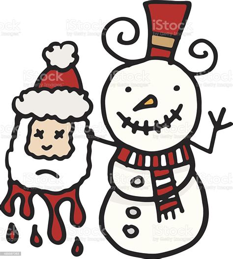 Evil Snowman Holding Santas Dead Head Stock Illustration Download