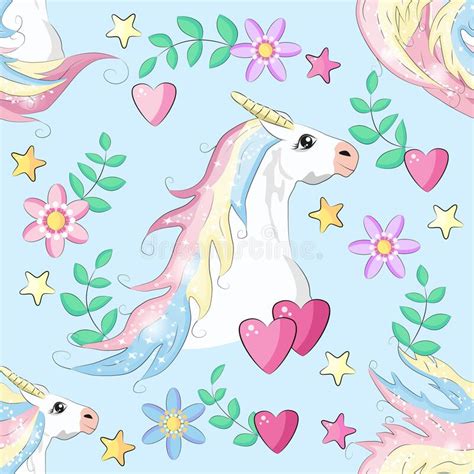 Cute Unicorn Princess Concept Girl Beauty Seamless Pattern Cartoon