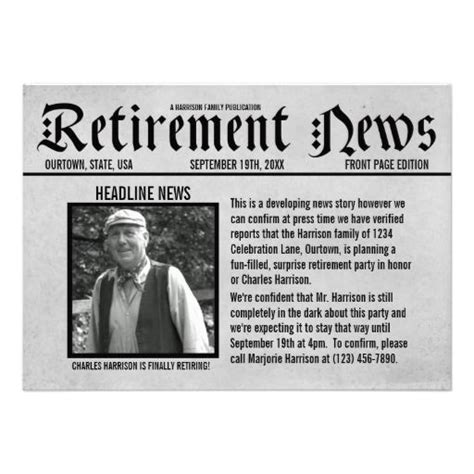 front page newspaper retirement party invitation zazzle retirement party invitations