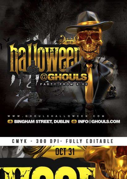 scary golden halloween party flyer n2n44 graphic design