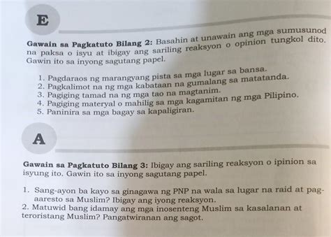 Gawain Sa Pagkatuto Bilang 2 Basahin At Unawain Ang Mga Sumusunod Na