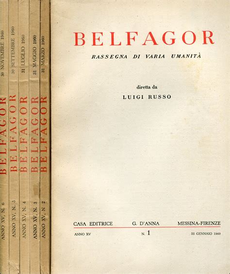 Belfagor 1960 Anno Xv Rassegna Bimestrale 6 Fascicoli Annata