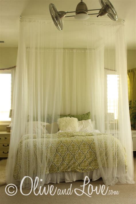 Here's how to hang this beautiful accessory to transform your bedroom into a sleep specialty bedding for canopy beds is available to complement the design of your home decor addition. Olive and Love » Ceiling Mounted Bed Canopy