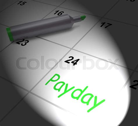 Payday Calendar Displays Salary Or Wages For Employment Stock Image