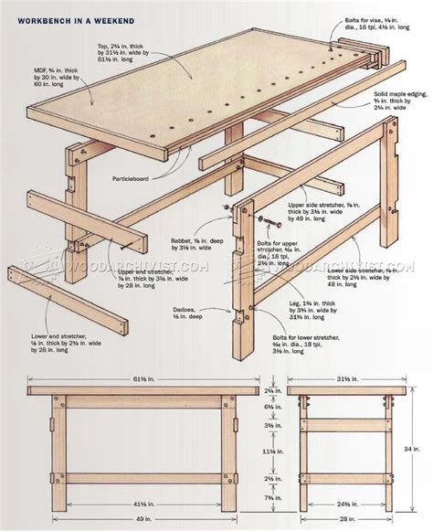 Simple Wooden Workbench Plans Image To U
