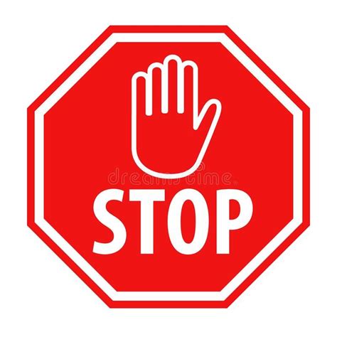 Red Stop Sign With Hand Symbol Icon Vector Illustration Stock Vector