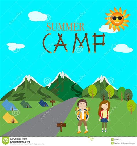 Children In The Summer Camp Stock Vector Illustration Of