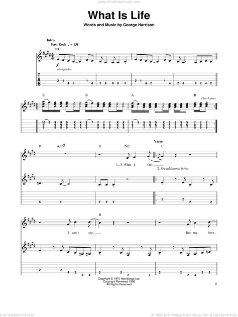 What Is Life Sheet Music For Guitar Tablature Play Along Pdf