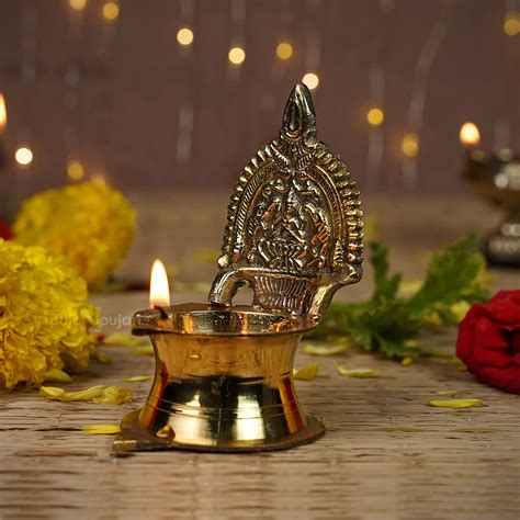 Buy Kamakshi Devi Brass Oil Deepamdiya For Pooja 45 Inch Online At