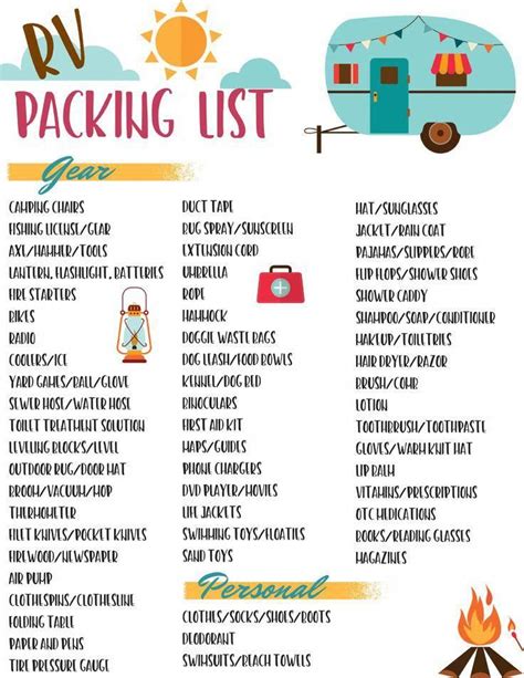 Free Rv Checklist Printable Packing List Dont Forget Anything On Your