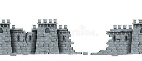 Stone Castle Wall Vector Seamless Medieval Brick Tower Ruin Background