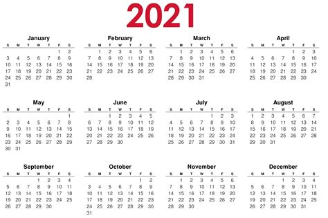 Calendar 2021 Year Png Transparent Image Download Size 2765x1839px
