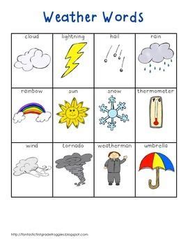 Writing Center Tools- Weather Words | Writing center, Weather words