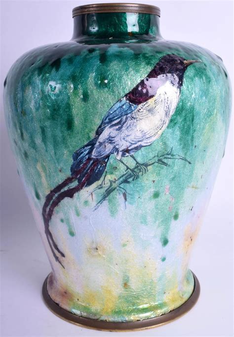 A Late 19th Century French Jules Sarlandie Enamelled Vase C1874 1933