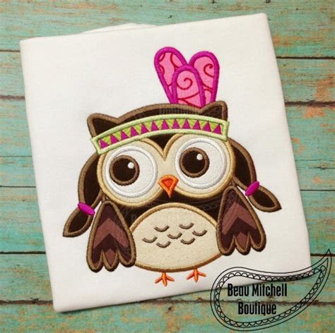 Indian Owl Girl Applique Embroidery Design Etsy