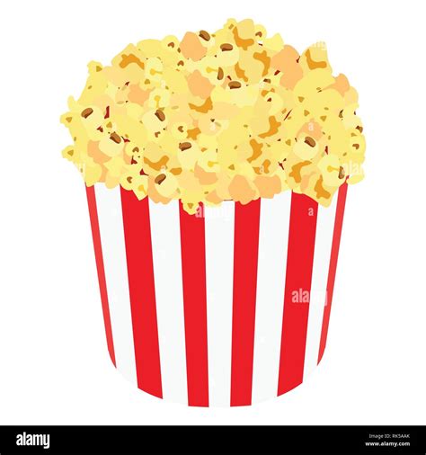 Vector Illustration Isometric Movie Popcorn Popcorn In Red And White