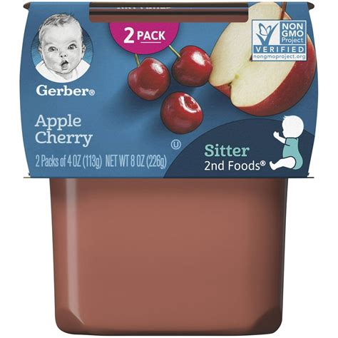 Gerber Natural Stage 2 Baby Food Apple Cherry 8 Oz Tub 2 Pack