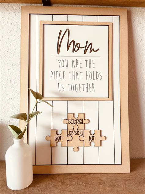 Mom Puzzle Piece Sign Mothers Day T Etsy